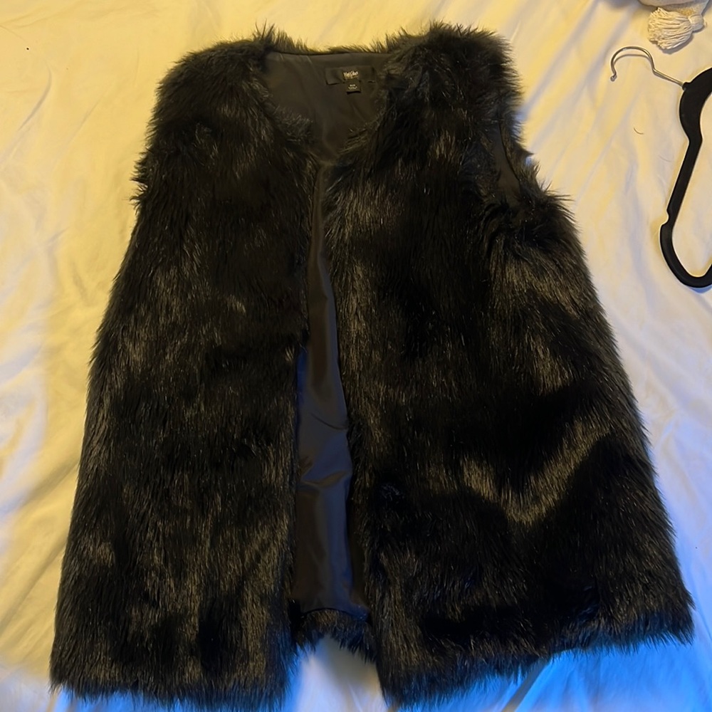 Black faux fur vest from target